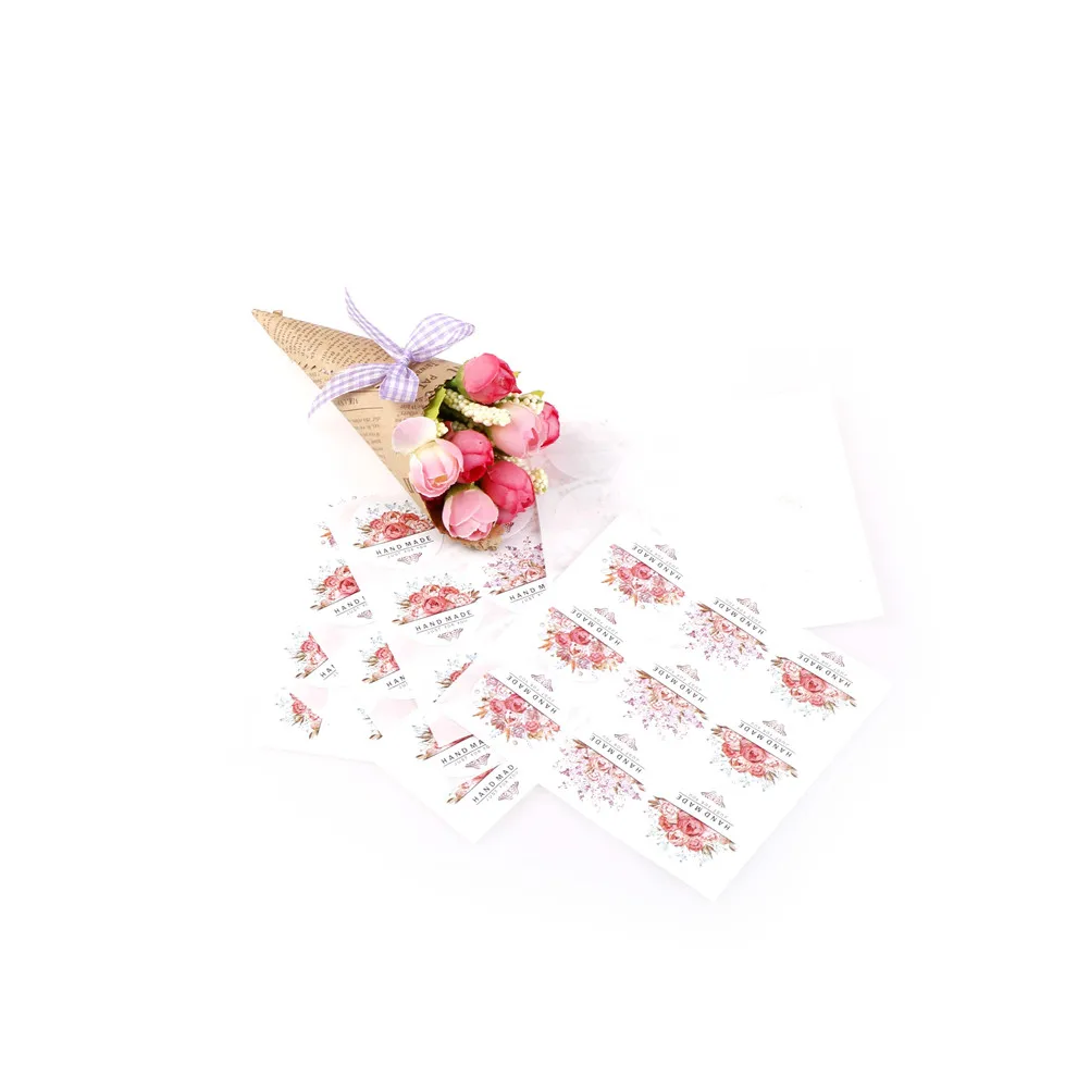 54pcs/lot(6 Sheets)Hand made Flower Design colorful round flowers butterfly Sticker Labels Stationery Sticker just for you