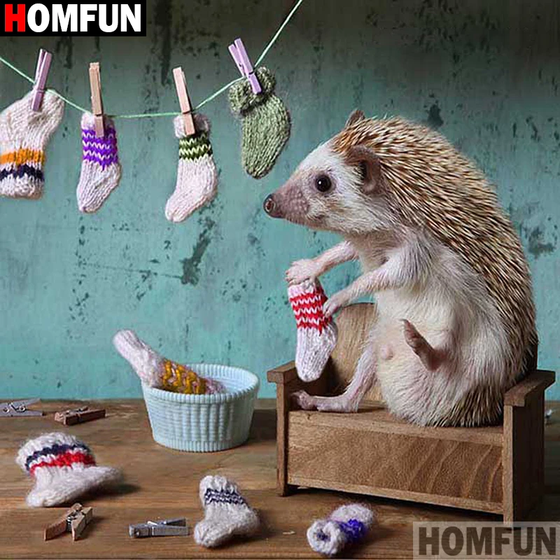 HOMFUN Full Square/Round 5D DIY Diamond Embroidery &quotHedgehog&quot Painting Cross Stitch Rhinestone A01331 | Дом и сад