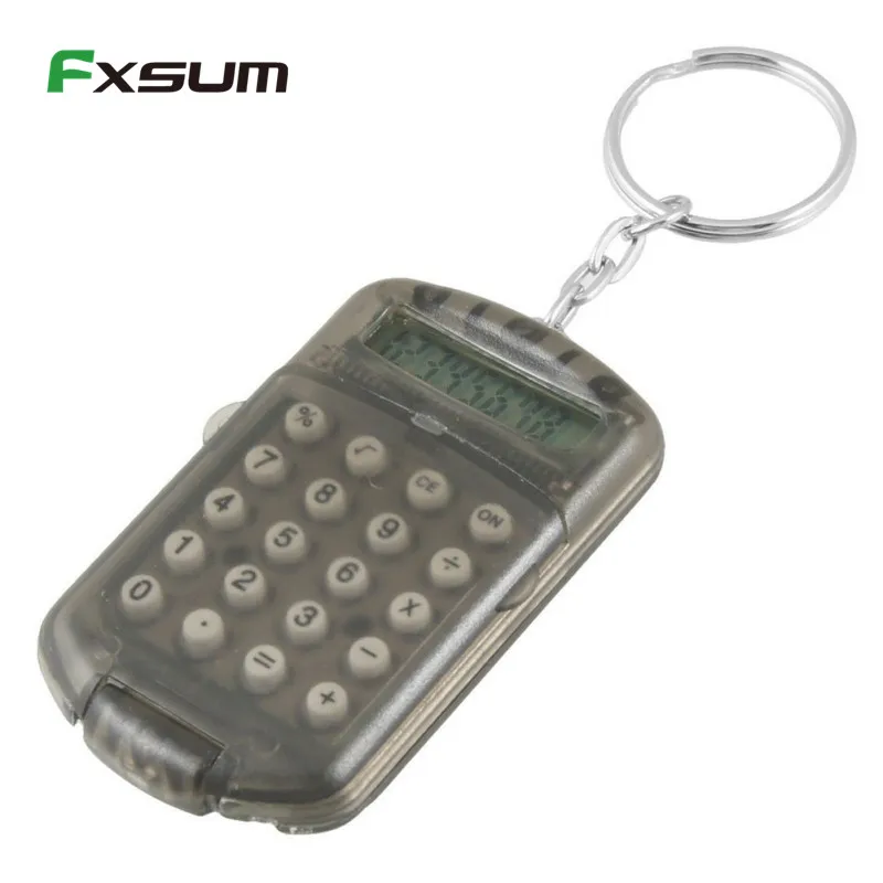 Портативный складной мини-калькулятор, прозрачное кольцо для ключей, расчетное устройство, поставка для офиса, школы, Канцтовары