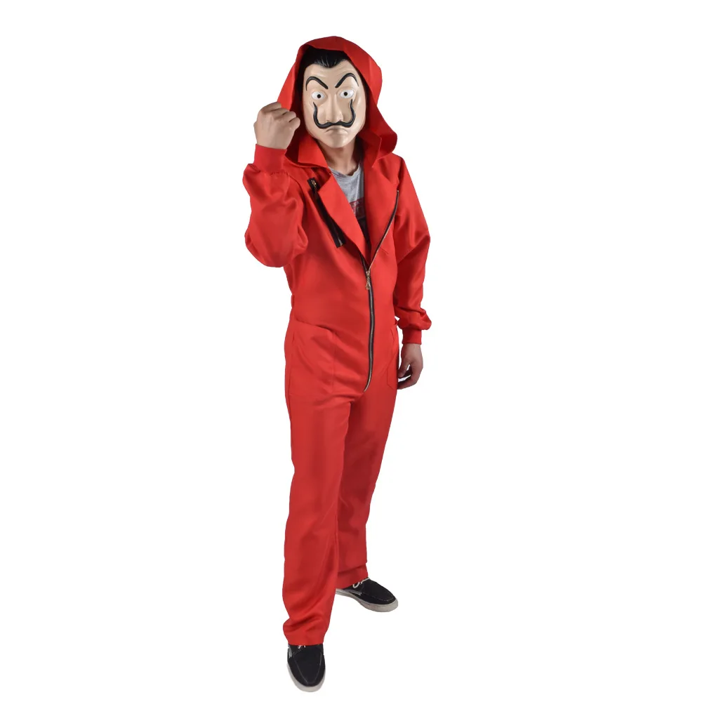 Us 3839 20 Offla Casa De Papel Salvador Dali Cosplay Costume The House Of Paper Heist Salvador Dali Mask Jumpsuit Full Set Halloween Costume In