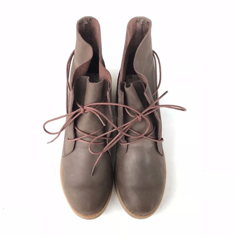 Careaymade-, новые весенние мягкие полусапожки из натуральной кожи в стиле ретро женские ботинки-трубы со шнуровкой на низком каблуке черный и коричневый цвета