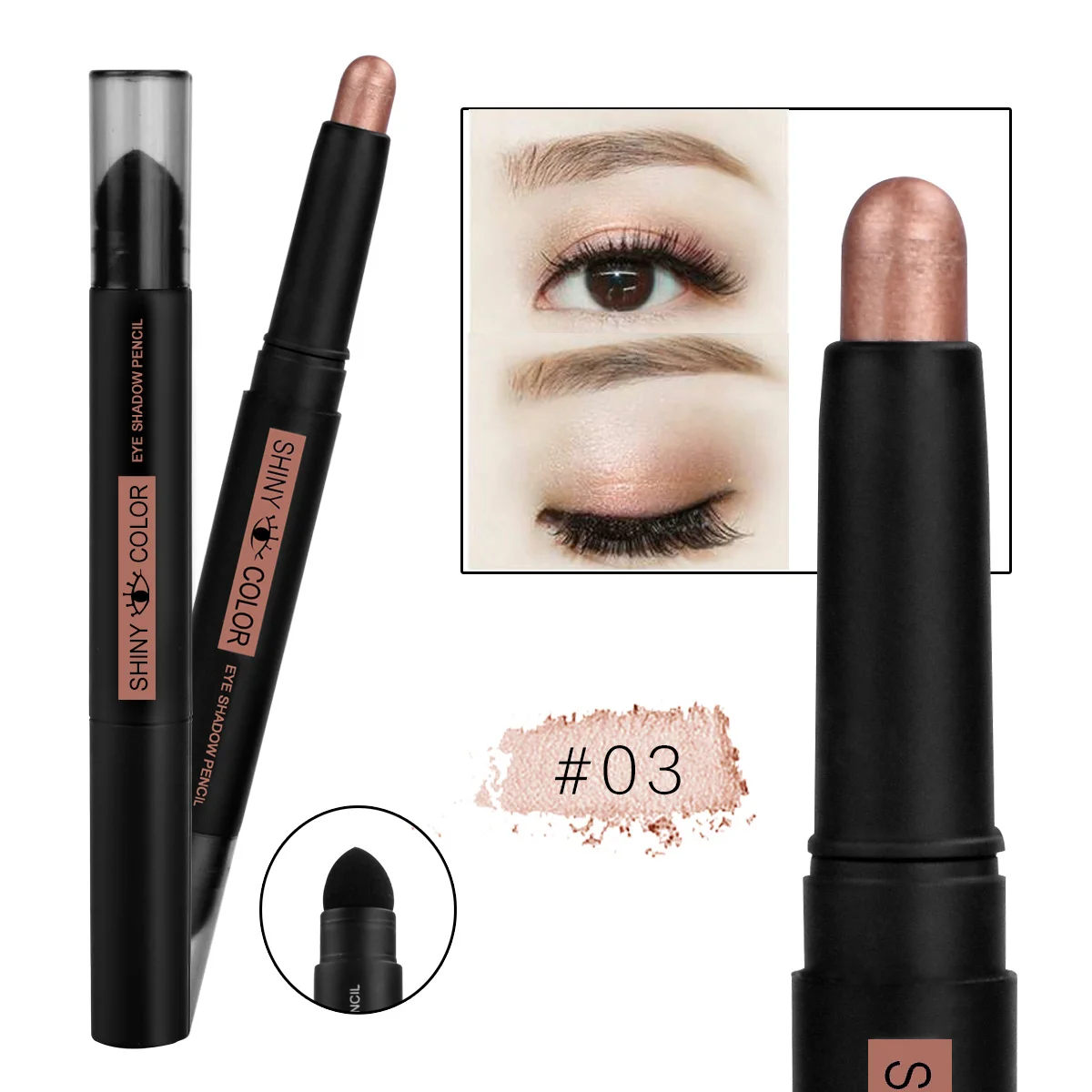 Двухглавый Блестящий цветной карандаш для век 6 цветов Тени для век 2,1 Г макияж для глаз бренд EFU#7576 - Цвет: 03