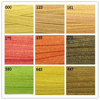 

BBB0013S016C 10 colors in stock Solid Glitter Elastic Ribbon 5/8" Silver Foil Elastic Ribbon 50 Yards/Roll