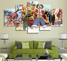 5 Panels Wall Art Anime One Piece Poster World Anime Art Wall Decor Paintings Canvas Unframed 1645