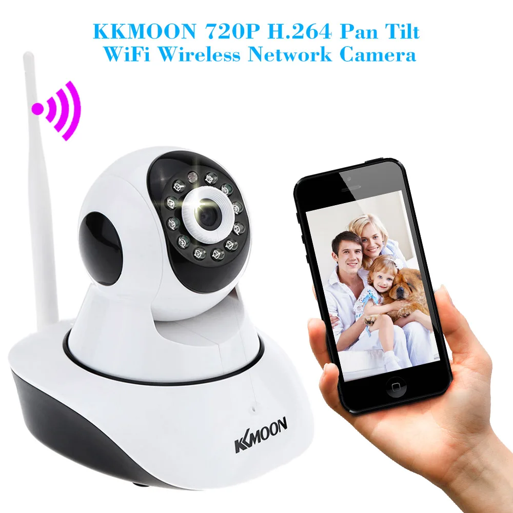 KKMOON Wireless Wifi 720P HD H.264 P2P IP Camera CCTV Network Home Surveillance IR Security Camera P/T Webcam with TF Card Slot