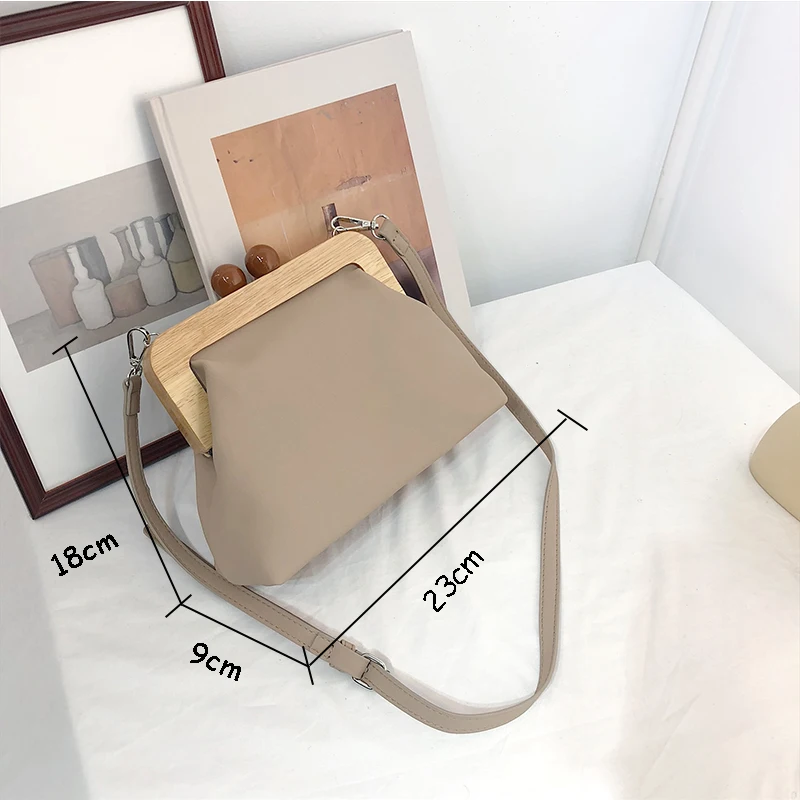  DAUNAVIA Women Bag Messenger Bag Simple Retro Pu Soft Leather Clip Bag Female Shoulder Evening Clut - 32999527264