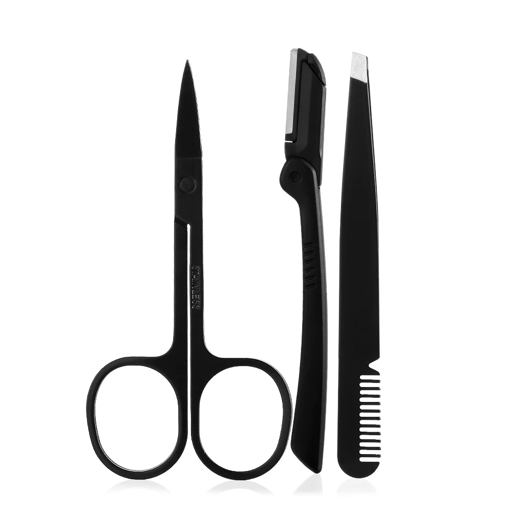 

Slant Flat Point Eyebrow Tweezer Tip Eye Hair Removal Sharp Curved Trimmer Scissor Nose Hair Remover Makeup Beauty Tool Set Kit