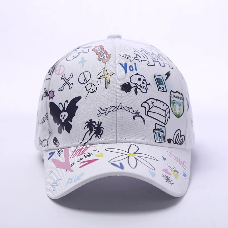 Пользовательские граффити бейсболка бейсбольная кепка s черно-белая Лоскутная Мужская и Женская Хип-хоп кепка модная повседневная шляпа Лидер продаж
