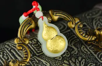 

Exquisite Hetian jade gourd pendant h72#