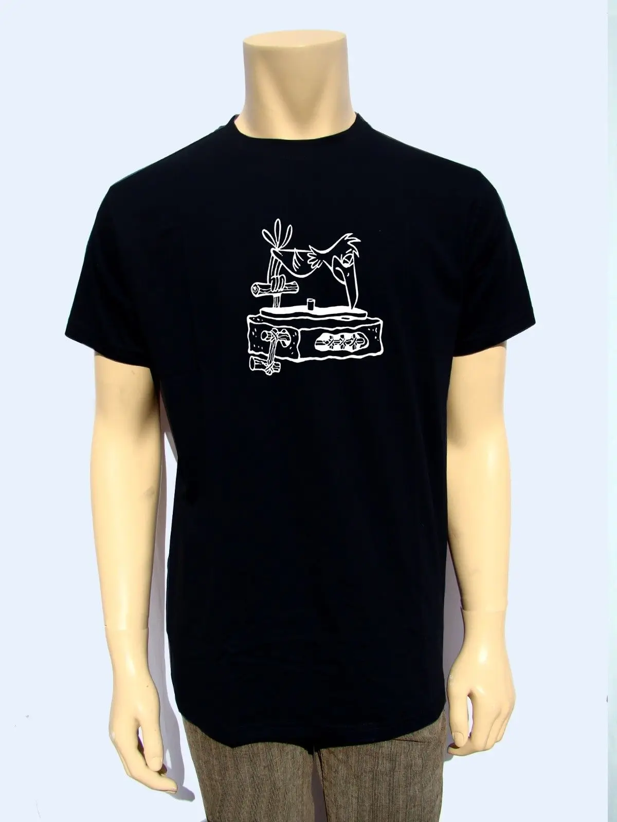 Новая мужская футболка Флинстоуны Dj проигрыватель Ретро Стиль Print Cotton музыка