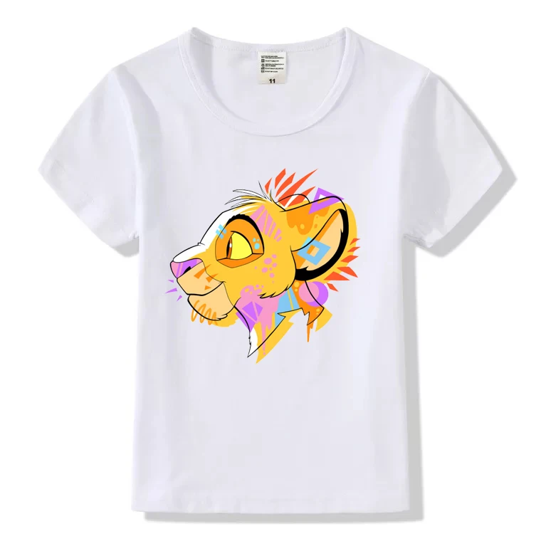 Футболка для малышей Футболка с принтом «Король льва» Детская одежда летняя детская футболка с забавным рисунком для мальчиков и девочек HHY517B