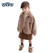 Новые детские куртки модная одежда для девочек кардиган пальто из искусственного меха детская отложным воротником теплая верхняя одежда; куртки От 2 до 8 лет