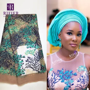 

Green Flower Embroidery Guipure Tulle Lace Fabric High Quality 2018 African Net Wedding Fabrics India Fashion Tissu Men Fabric