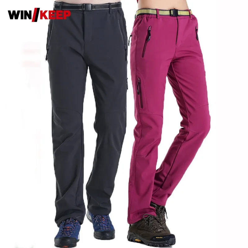 

Winter Thick Men Plus Size Fleece Hiking Pants Woman Camping Long Trousers Outdoor Skiing Sportswear Man Windstopper Pants 5XL