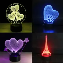 3D лампа RGB светодиодный ночник сенсорный цветной светильник Иллюзия светильники Новинка USB Настольная 3D лампа на День святого Валентина