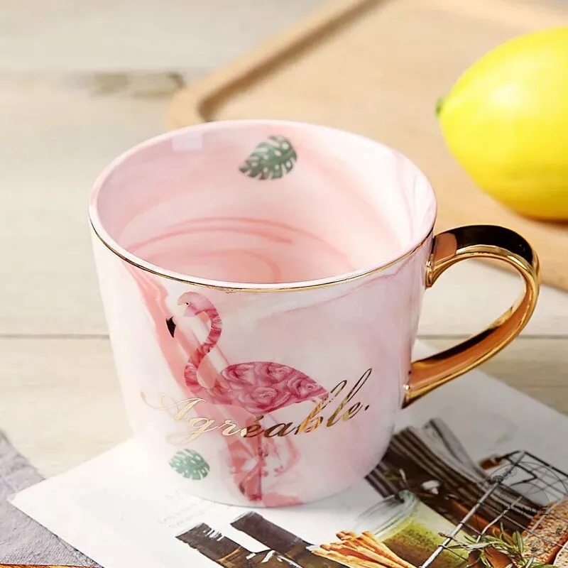 HOMIN Cute Flamingo Ceramics Coffee Mug Large Capacity 400ml Animal Mugs creative Drinkware Coffee Tea Cups Novelty Gifts milk cup29