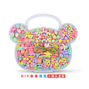 

Diy bear Shape Candy Colors Children's Puzzle bracelet Geometric Toys for Girls Amblyopia Wear Beads Kids educational gifts