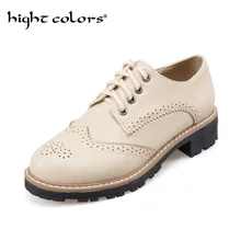 Женские туфли-оксфорды в стиле ретро; Классическая обувь из воловьей кожи на шнуровке; цвет коричневый; модная Женская Весенняя Нескользящая Повседневная обувь; большой размер 43