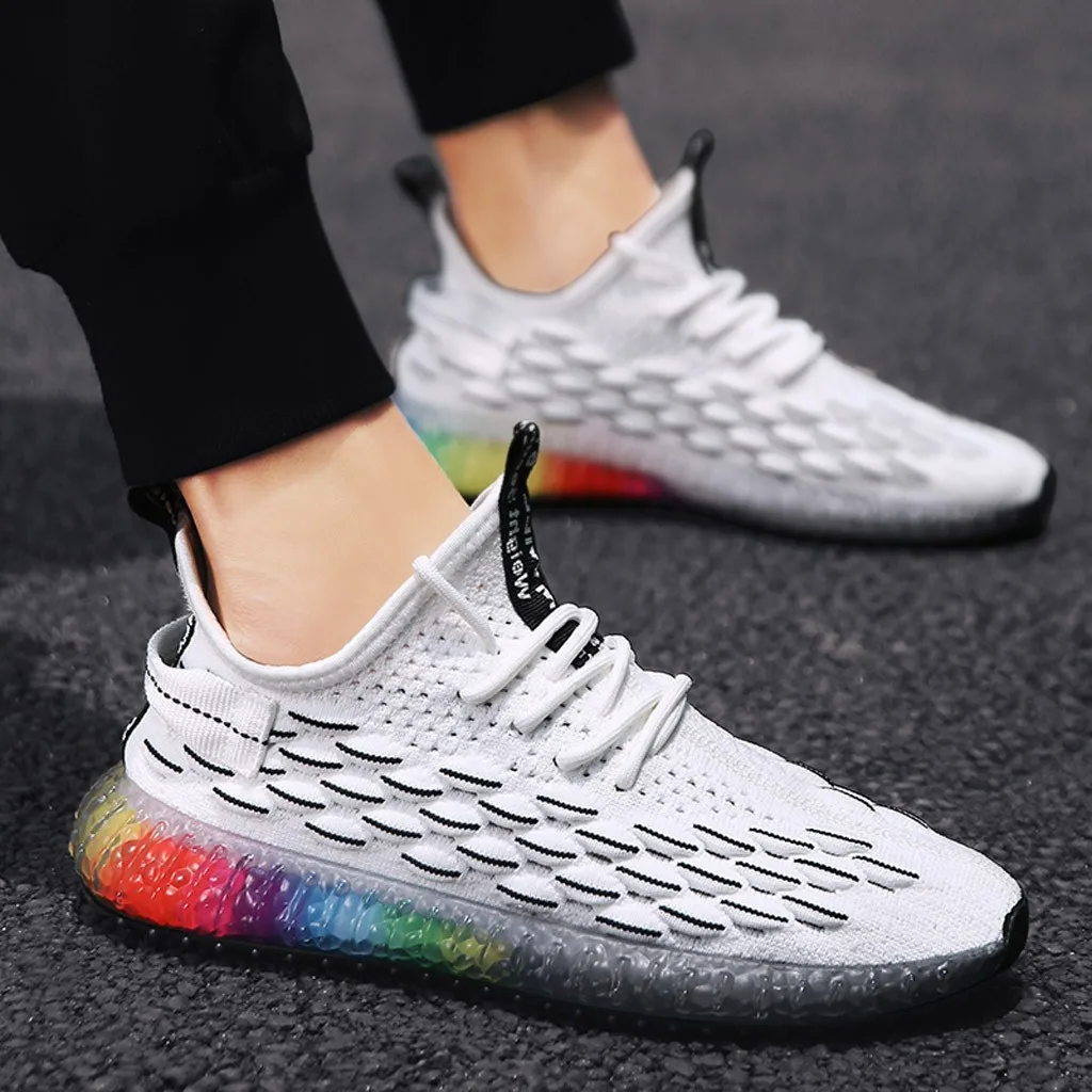 New Man Casual Sneakers Men's Vulcanize Shoes Fashion Rainbow Jelly Soles Men Sneakers Outdoor Breathable Men Shoes