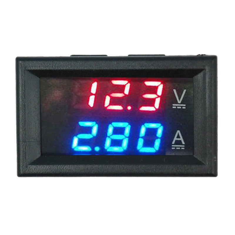 

Digital DC 100V 10A Digital Voltmeter Ammeter Dual Display Voltage Current Indicator Monitor Detector 0.28" Red + Blue LED 39%
