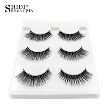SHIDISHANGPIN 11 мм норковые ресницы натуральный длинный макияж, накладные ресницы 3 пары 3d норковые ресницы ручной работы макияж Накладные ресницы X03