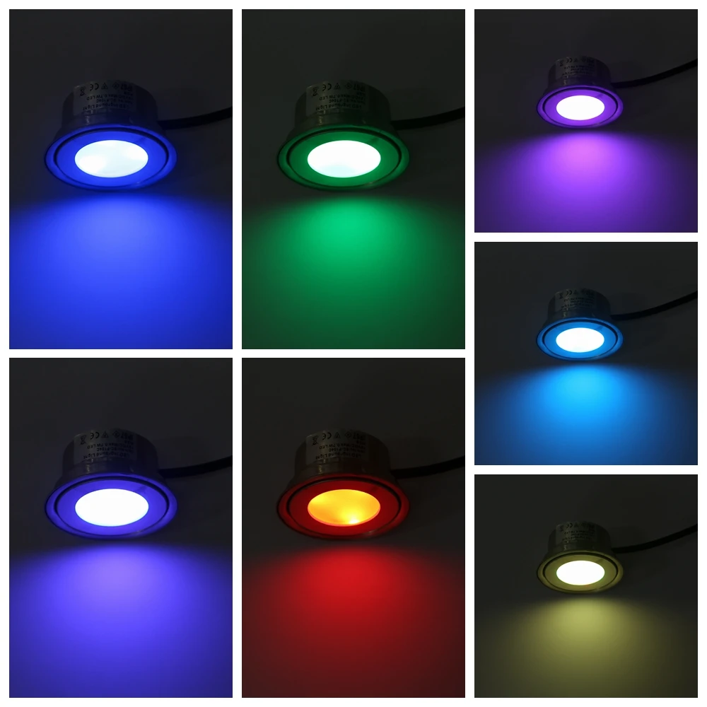 Conduziu a Lâmpada Rebaixado para Caixa de Jardim com Inserção Conjunto de 10 Inoxidável Chão Dc12v Luz Piso ww cw r g b y Aço Ip67 0.5 w 16 Luzes e Iluminação