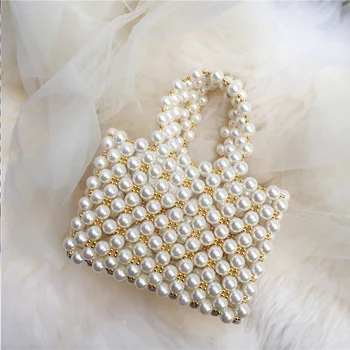 

JHD-Women'S For Vintage Style Pearl Tote Bags Evening Clutch Wedding Purse Handbag