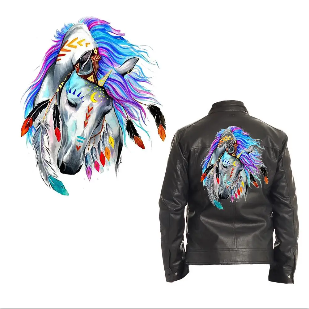 

2 Pieces Ironing on Transfers Patches Heat Press Stickers for Families Lovely Horse Patch DIY Appliques for Parent-childs