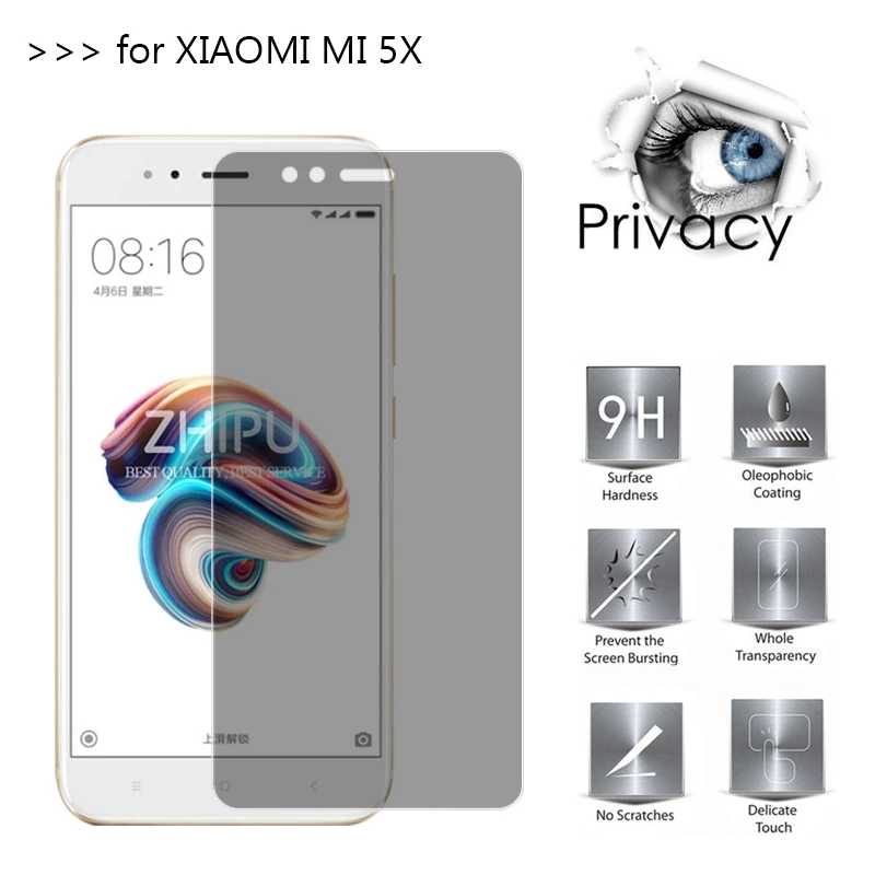 Закаленное стекло для защиты экрана xiaomi mi 5X 2.5D Arc Edge Anti-Spy Privacy Защитная пленка |