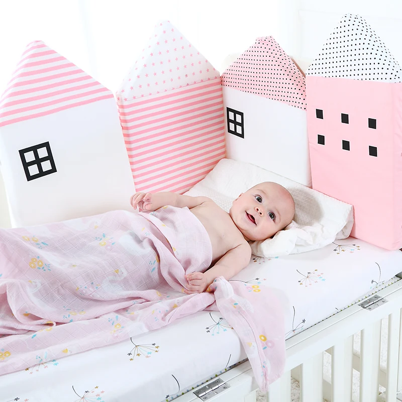 Детские бамперы для кроватки, хлопковая защита для кроватки, Мультяшные Бамперы для кроватки для новорожденных, разноцветные бамперы для кроватки, длина 120 см