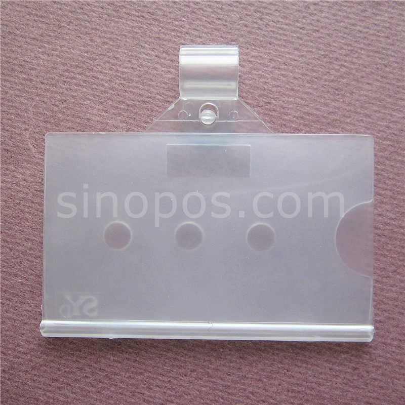 Wire Basket Pocket Swing Tag Clear Locking Snap Label Holder Scanning Hook Data Strip Card Sign Frame Pop Clip Display Hanger - Wire basket label holder