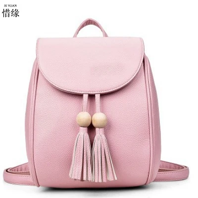 2017 new female package women backpack Round beads Tassel wild ladies backpacks for college students bookbag