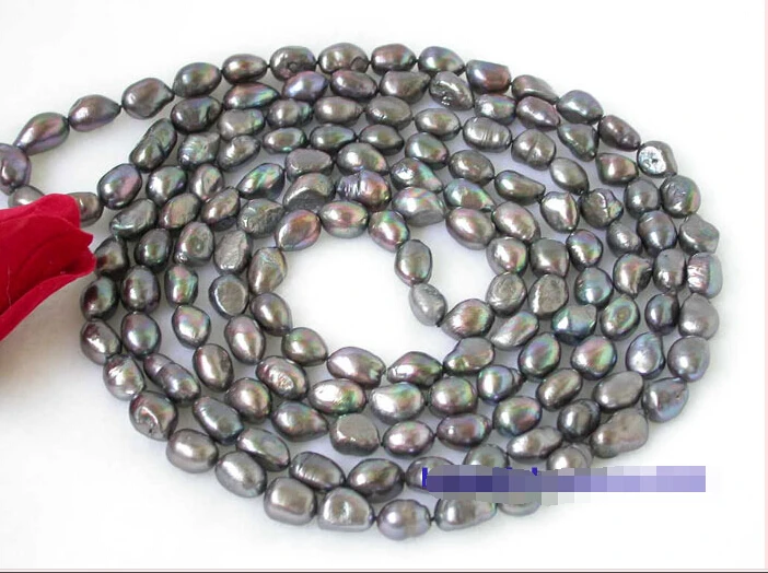 

fast n1014 DIGNITY 80" 13mm baroque luster freshwater black pearl necklace NEW