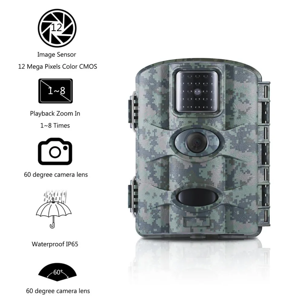 Новый 12MP цифровой след Охота Камера охоты Камера с 60 Камера объектив 2,4 "ЖК-дисплей Экран Скаутинг Камеры Скрытого видеонаблюдения IP65