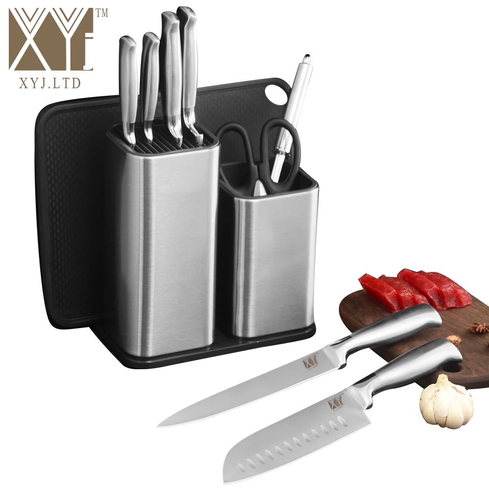XYj 6'' 8'' Knife Holder Stainless Steel Kitchen Multifunctional Block Hotel Accessories Universal Stand | Дом и сад