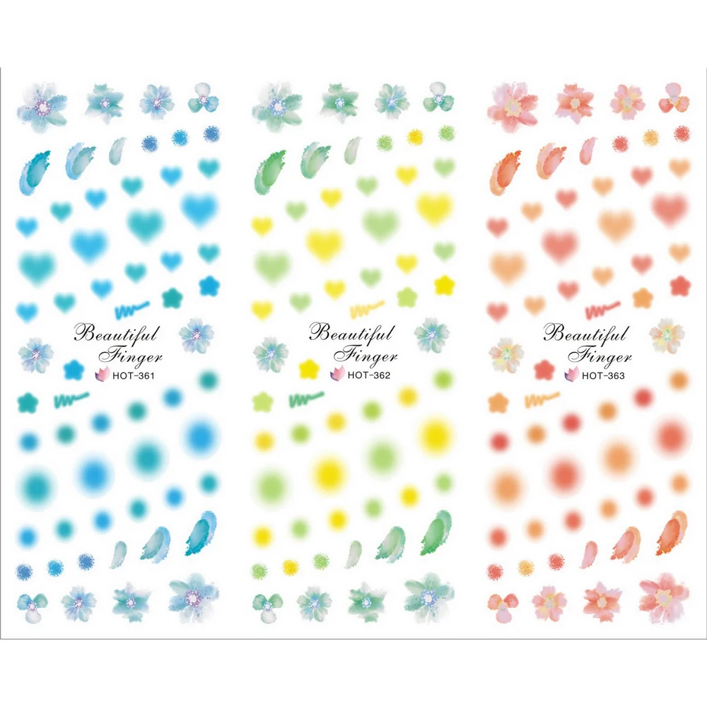 

3 PACKS / LOT NAIL FLOWER HALO INK LEAK FEATHER TATTOOS STICKER WATER DECAL NAIL ART HOT361-363