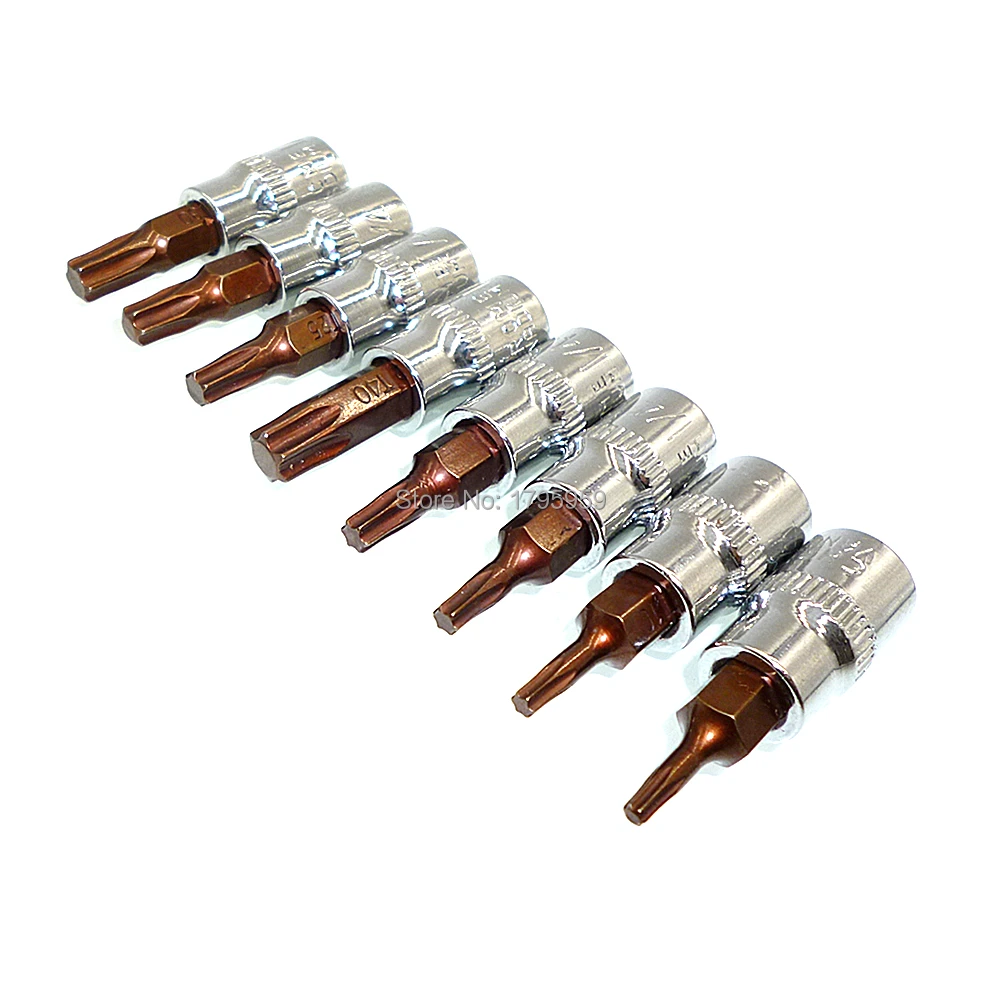Набор торцевых Бит Torx Star 8 шт. квадратный драйвер 1/4 дюйма T8 T10 T15 T20 T25 T27 T30 T40