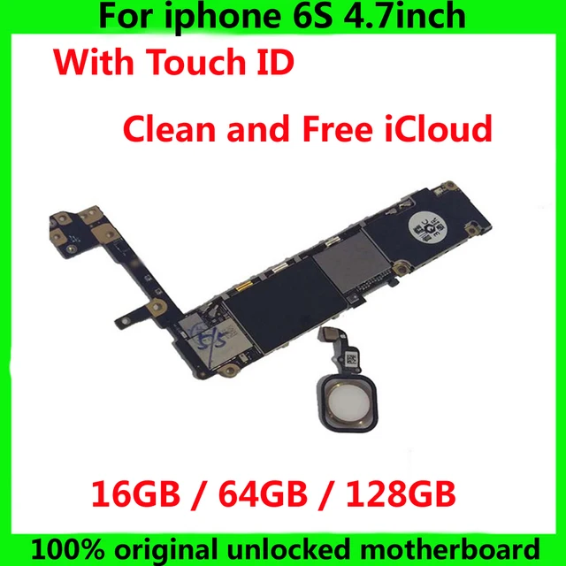 16gb 64gb 128gb 100 Working Free Icloud Original Mainboard For 16gb 64gb 128gb 100 Working Free Icloud Original Mainboard For Iphone 6 S 6s Motherboard With Touch Id Ios System Logic Board