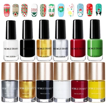 

NICOLE DIARY 9ml Nail Art Stamping Polish Basic Gold White Stamp varnish Varnish Polish 13 Colors for Christmas Printing Plate