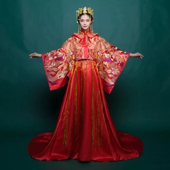 

stage performance red peacock embroidery coronation gown drama/stuido/cosplay dress/not include headwear