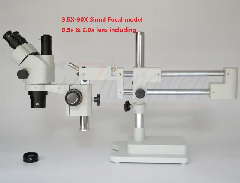 FYSCOPE 7X-45X MICROSCOPE 3.5X-90X 50/50 Split Simul-Focal Microscope Double Boom Stand Trinocular Stereo Zoom | Инструменты