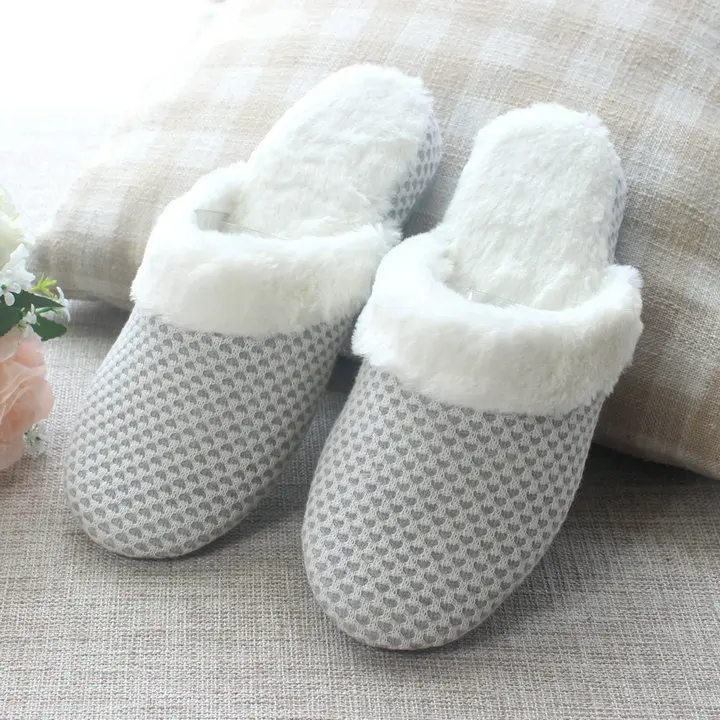 Home Slippers Women Men Plush Slipppers Knit Style Female House Indoor couple Bedroom Floor Slippers Solid Fur for Lovers (7)