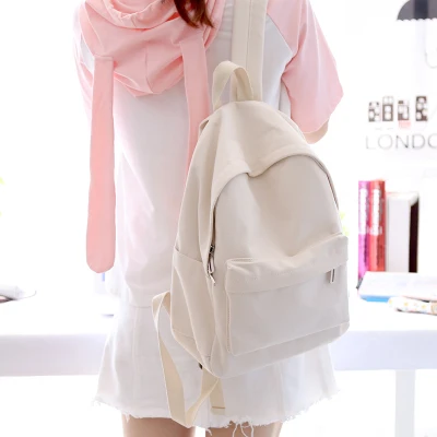Простой классический дизайн, хорошее качество, холщовая женская сумка, студенческий школьный рюкзак для книг, повседневная сумка - Цвет: beige small size