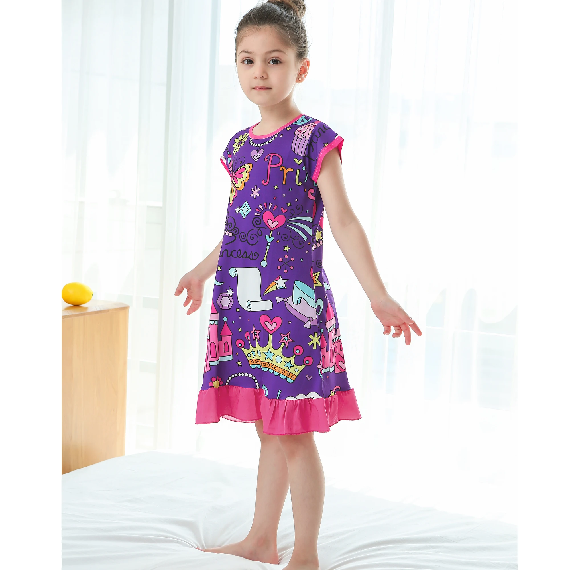 

Girls Princess Nightgowns 3D Priting Kids Sleepwear Children Nightdress Baby Girl Pajamas Soft Fabric Dresses