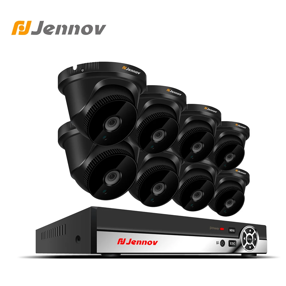 Jennov 1080 P 2MP 8CH HD NVR комплект видеонаблюдения ip-камера видеонаблюдения набор камера безопасности для дома P2P купольная ночного видения