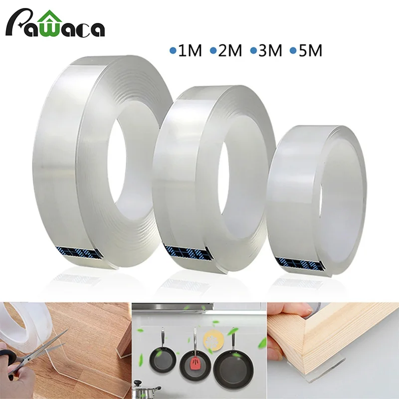 Double-sided Adhesive Tape Traceless Washable Nano Gel Strong Sticky Strips Grip