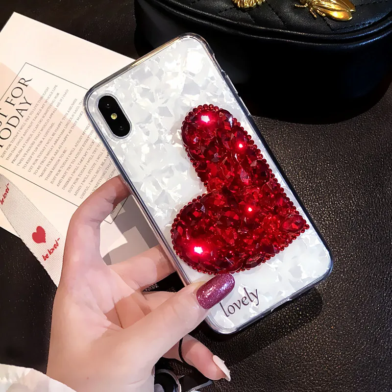 Модный алмазный милый женский силиконовый мягкий чехол с ремешком для iphone 6 6s 7 8