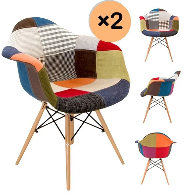 Aliexpress 2pcs Modern Patchwork Armchair Retro Fabric 2pcs Modern Patchwork Armchair Retro Fabric Wood Legs Dining Chair Dropshipping