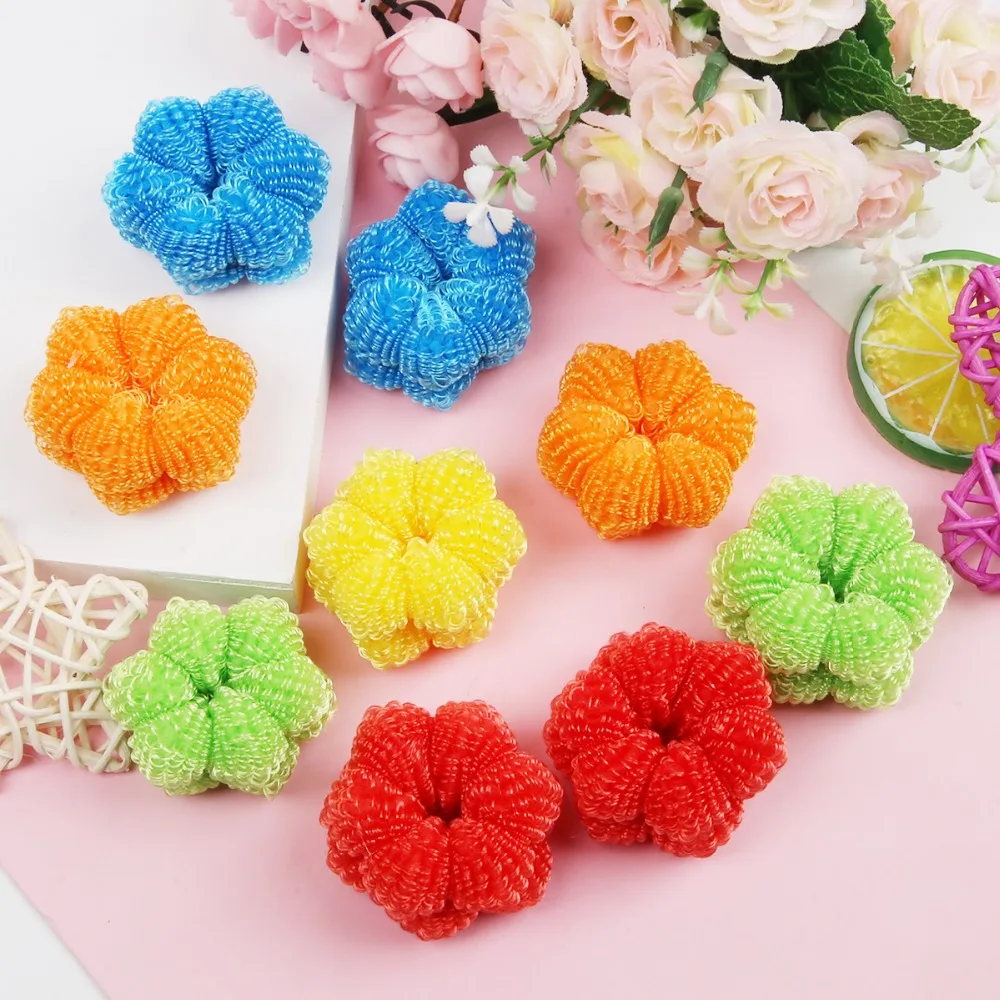New 6Pcs Women Girls High Elasticity Medium Thick Rolled Towel Hair Rope Candy Solid Color Rubber Band Ring Ponytail Holder