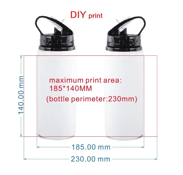 

600ML Bottle with Straw DIY customized colorful print LOGO photo for Travel Sport Easy take Aluminium Portable MAZWEI